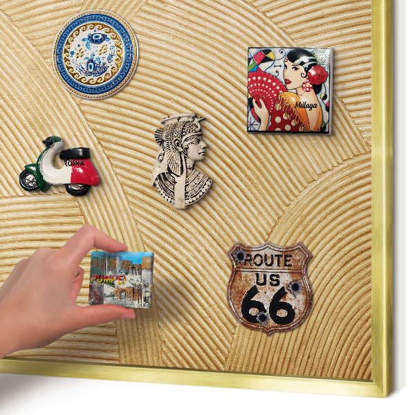 Magnetic board for magnets in a gold frame Structural lines