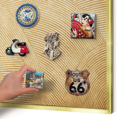 Magnetic board for magnets in a gold frame Structural lines