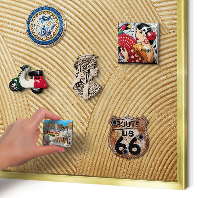 Magnetic board for magnets in a gold frame Structural lines