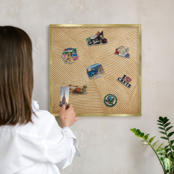 Magnetic board for magnets in a gold frame Structural lines