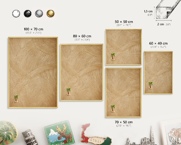 Magnetic board for magnets in a gold frame Structural lines