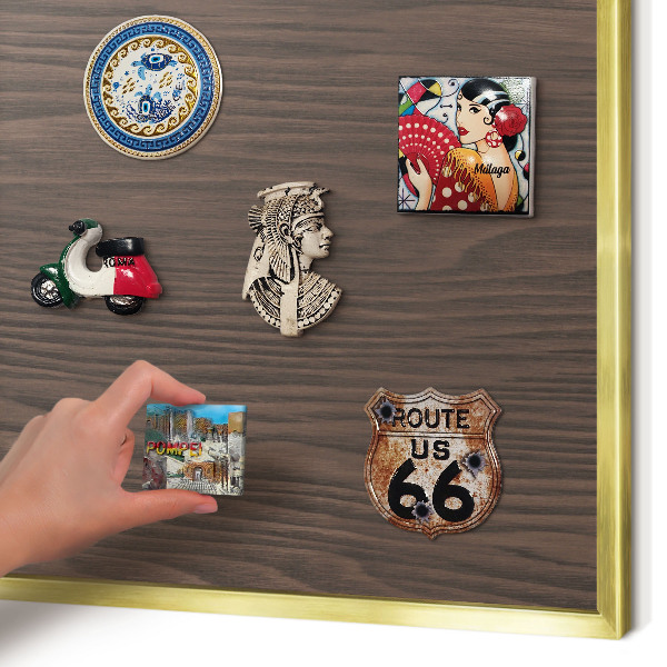 Magnetic board for magnets in a gold frame Natural wood