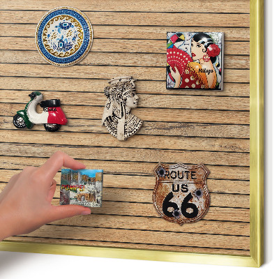 Metal magnet board with a gold frame Wooden boards