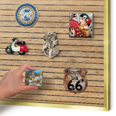 Metal magnet board with a gold frame Wooden boards