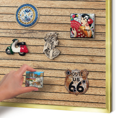 Metal magnet board with a gold frame Wooden boards