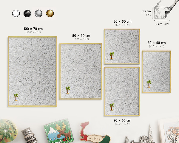 Magnetic board for magnets in a gold frame Openwork elegance