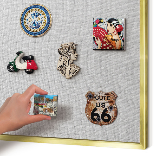 Metal magnet board with a gold frame Subtle elegance