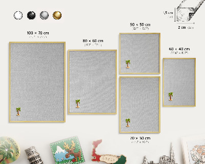 Metal magnet board with a gold frame Subtle elegance