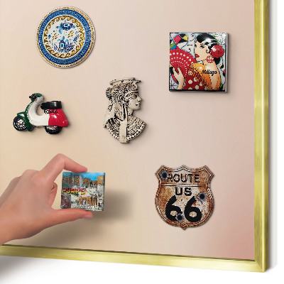 Metal magnet board with a gold frame Soft beige