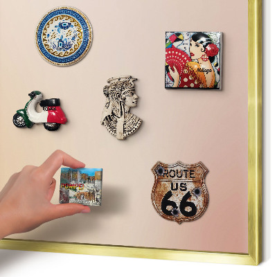 Metal magnet board with a gold frame Soft beige