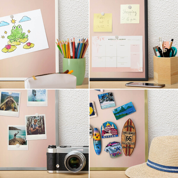 Metal magnet board with a gold frame Soft beige