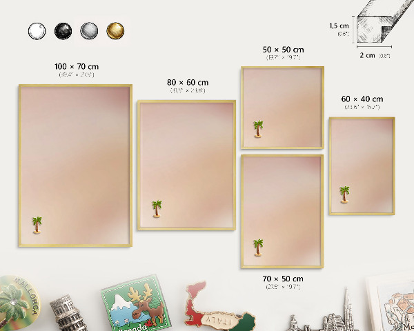 Metal magnet board with a gold frame Soft beige