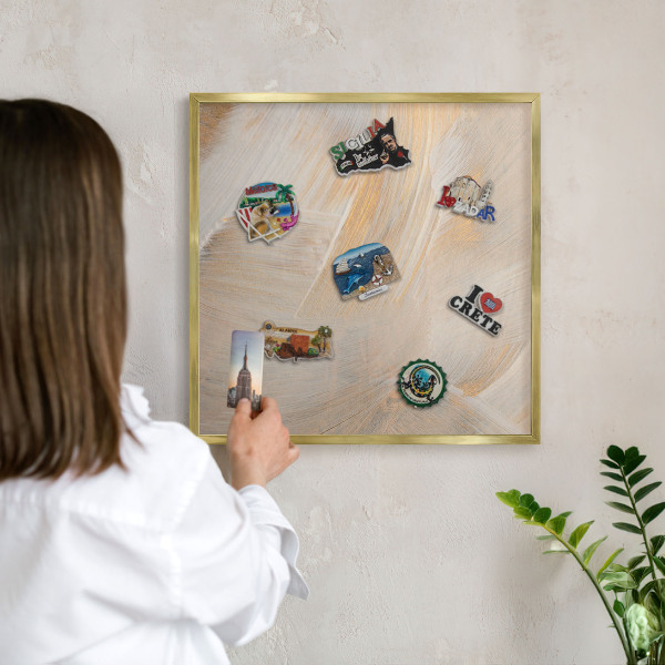 Magnetic board for magnets in a gold frame Elegant abstraction
