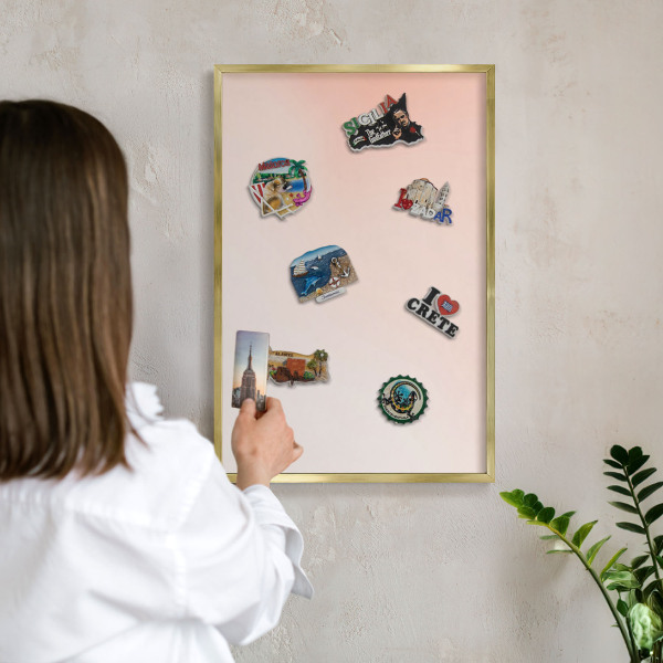 Metal magnet board with a gold frame Pastel Charm
