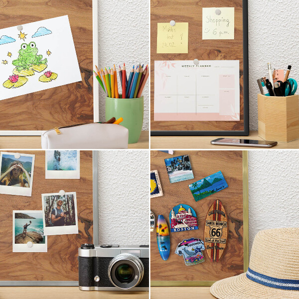 Magnetic board for magnets in a gold frame Natural wood
