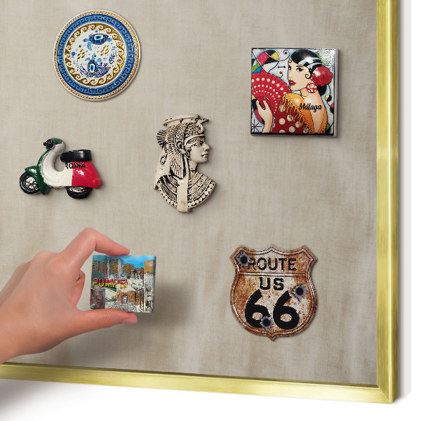 Metal magnet board with a gold frame Beige calm