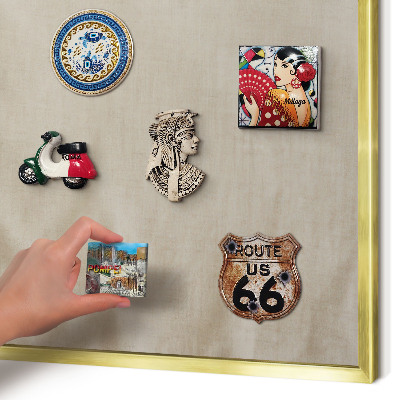 Metal magnet board with a gold frame Beige calm