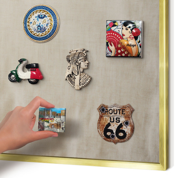 Metal magnet board with a gold frame Beige calm