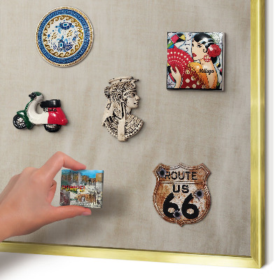 Metal magnet board with a gold frame Beige calm