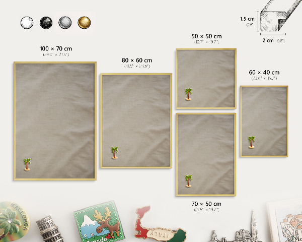 Metal magnet board with a gold frame Beige calm