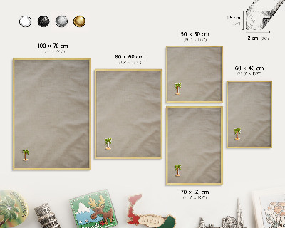 Metal magnet board with a gold frame Beige calm