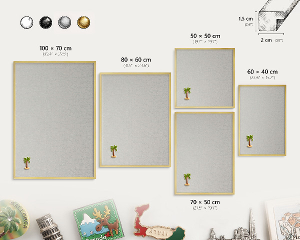 Magnetic board for magnets in a gold frame Plant pattern