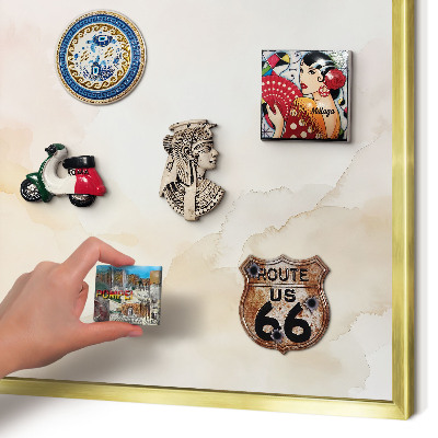 Metal magnet board with a gold frame Pastel peace