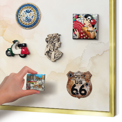 Metal magnet board with a gold frame Pastel peace