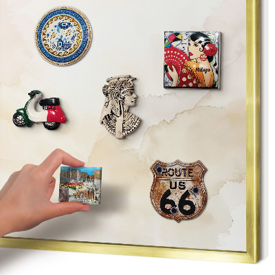 Metal magnet board with a gold frame Pastel peace