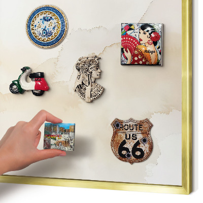 Metal magnet board with a gold frame Pastel peace
