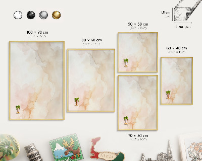 Metal magnet board with a gold frame Pastel peace