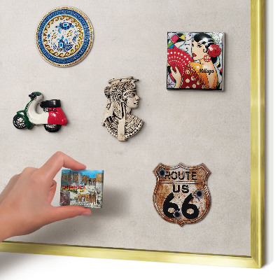 Magnetic board for magnets in a gold frame Gray elegance