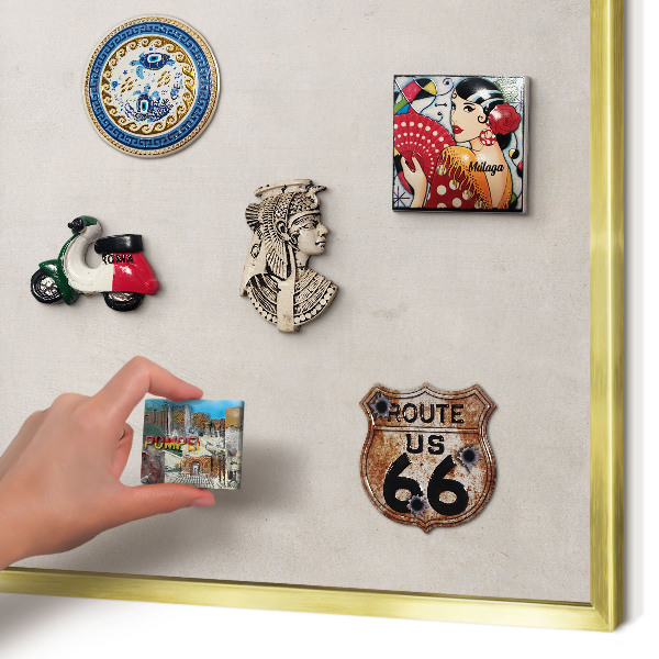 Magnetic board for magnets in a gold frame Gray elegance