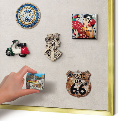 Magnetic board for magnets in a gold frame Gray elegance