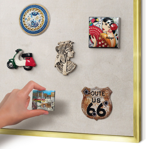 Magnetic board for magnets in a gold frame Gray elegance