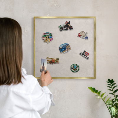 Magnetic board for magnets in a gold frame Gray elegance