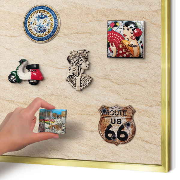Metal magnet board with a gold frame Natural elegance