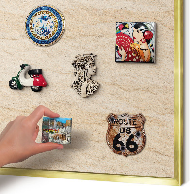 Metal magnet board with a gold frame Natural elegance