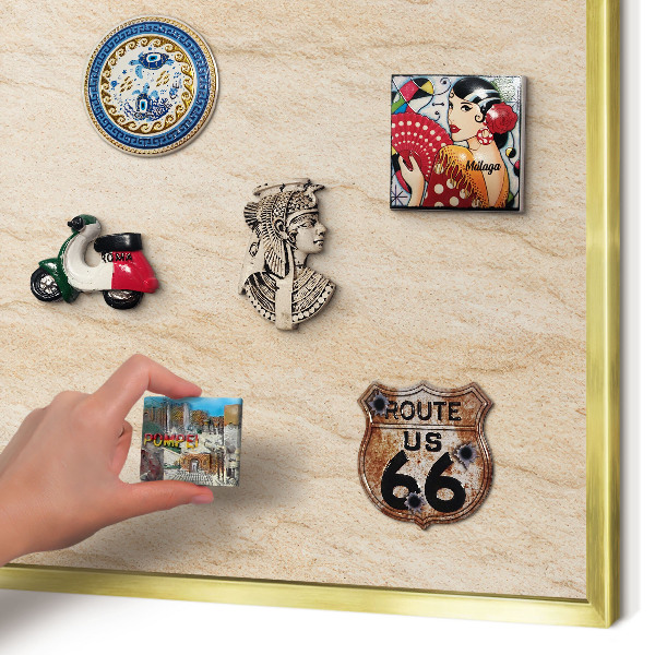 Metal magnet board with a gold frame Natural elegance