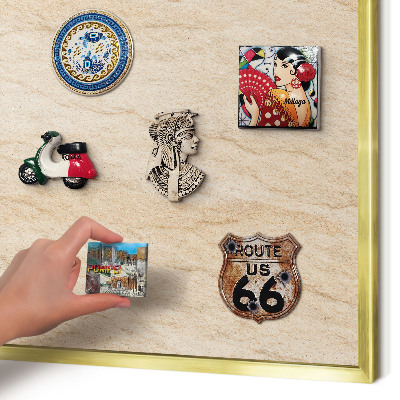Metal magnet board with a gold frame Natural elegance