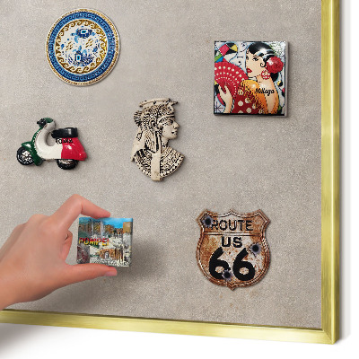 Magnetic board for magnets in a gold frame Neutral elegance