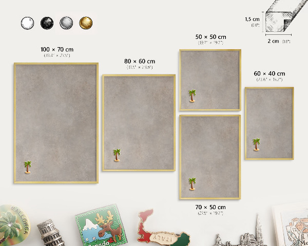 Magnetic board for magnets in a gold frame Neutral elegance