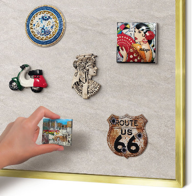 Metal magnet board with a gold frame Delicate elegance