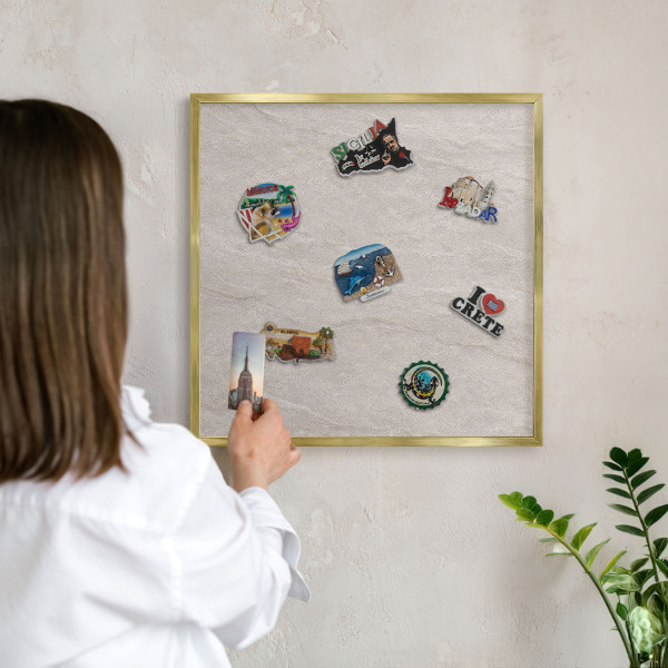 Metal magnet board with a gold frame Delicate elegance