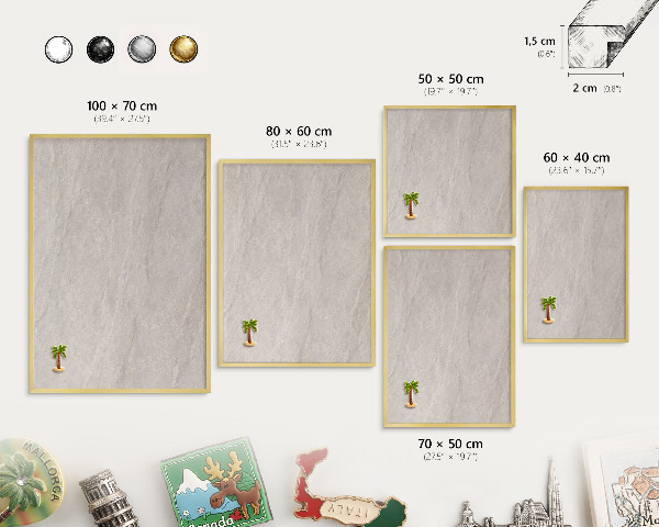 Metal magnet board with a gold frame Delicate elegance