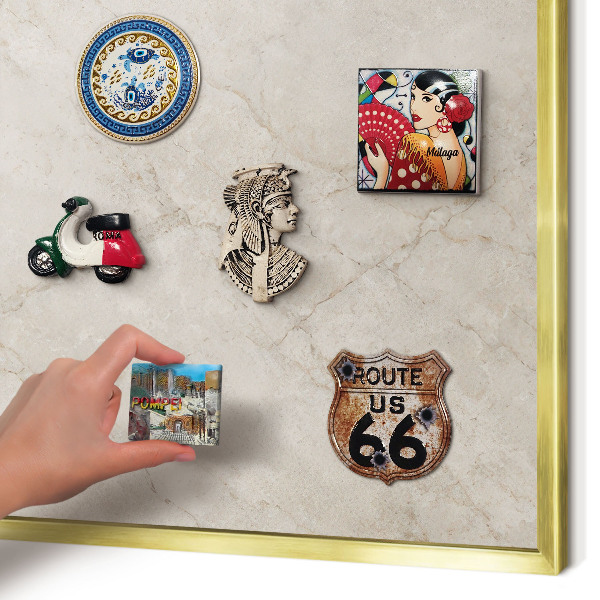 Magnetic board for magnets in a gold frame Natural elegance