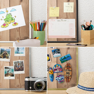 Magnetic board for magnets in a gold frame Wooden texture