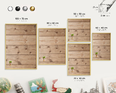 Magnetic board for magnets in a gold frame Wooden texture
