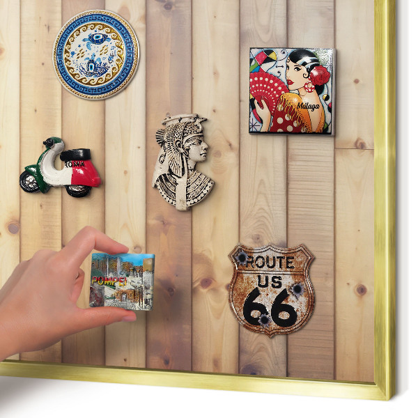 Magnetic board for magnets in a gold frame Wooden boards