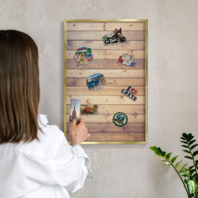 Magnetic board for magnets in a gold frame Wooden boards